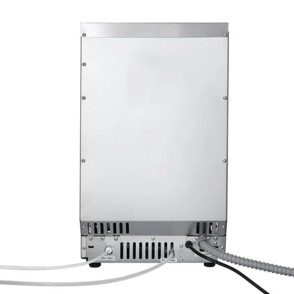 Isproducenter>Isterningemaskine - Professionel Fritstående - 40,8 kg/døgn - 5,4 kg Isbeholder - 32 Isterninger/Cyklus - LED-Display - Selvrensende - Rustfrit Stål | CDON
