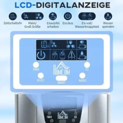 Isterningmaskine 12 kg/24 t, 9 isterninger på 6–10 min, 2 L tank, LCD, sølv Sale