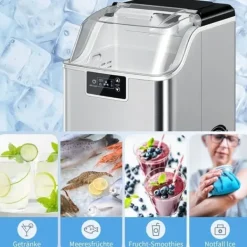 Isterningmaskine med dispenser – 20 kg/24 timer, 2,1 L vandtank, sølv Outlet