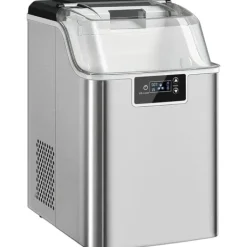 Isproducenter>Isterningmaskine med dispenser – 20 kg/24 timer, 2,1 L vandtank, sølv
