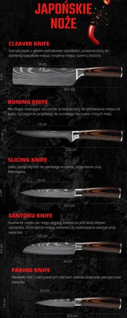 Japanske knivsæt med 8 Muteki i gaveæske. Højkulstofstål. Clearance