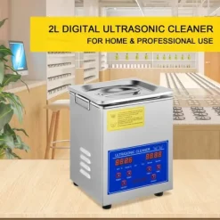 JPS-10A Ultrasonisk renser 2L, digitalt display, rustfrit stål, perfekt til smykker og effektiv rengøring. Best