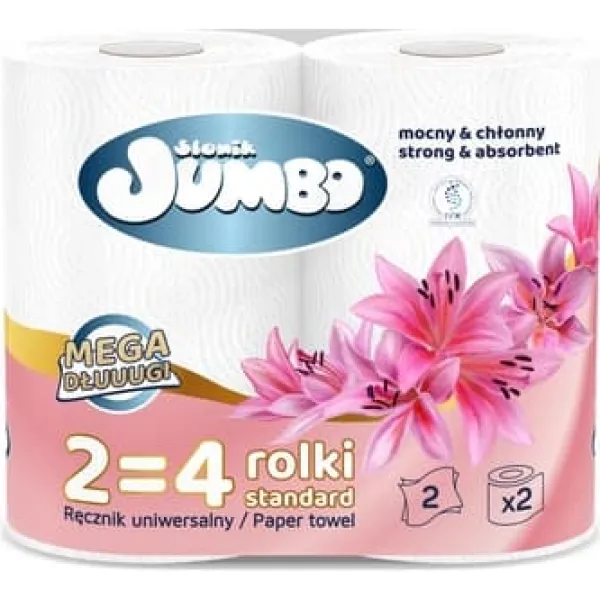 JUMBO ELEPHANT Papirhåndklæde hvid 2=4 2 ruller 2-lags