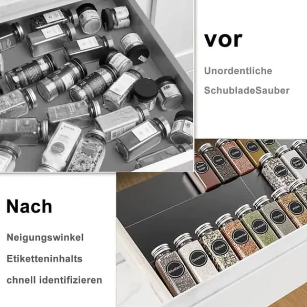 Køkkenorganisering>Justerbar krydderihylde i 6 dele – køkkenhylde til opbevaring af krydderier og krukker