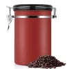 Beholdere Til Madopbevaring>Kaffebeholder Stor Lufttæt Rustfrit Stål Sort Køkkenopbevaringsbeholder (Rød 1,8L)