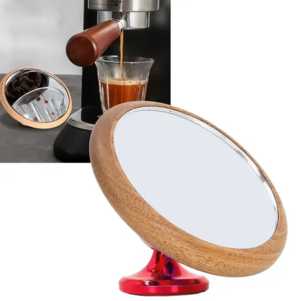 Kaffemaskiner Til God Kaffe>Kaffeflödeshastighet Observation Reflekterande spegel Valnöt 360 grader roterbar visuell extraktion Kaffeshot Spegel Röd