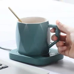 Kopvarmer>Kaffekopvarmer, 55℃ Smart konstant temperatur koppude USB-drevet mælkekopvarmerpude, velegnet til hjemmekøkken og kontor (grøn)