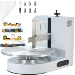Kage dekorationsmaskine, 4 til 16 kage frosting spredning, hvid, nem at bruge, perfekt til festlige arrangementer New