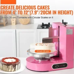 Udstyr Til Kagedekoration>Kage Dekorationsmaskine, Frosting Spredning 4 til 12, Pink, brugervenlig, nem at rengøre, præcise resultater
