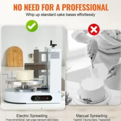 Kagedekorationsmaskine, Frosting Spreader til 4 - 12 Kager, Justerbar bredde, Ergonomisk greb, Let at rengøre Clearance