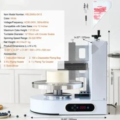 Kagedekorationsmaskine, Frosting Spreader til 4 - 12 Kager, Justerbar bredde, Ergonomisk greb, Let at rengøre Clearance