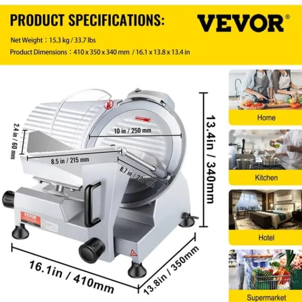Kødskivere>Kødhakker, 10" kulstofstålblad, justerbar tykkelse,240W