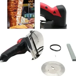 Kødskivere>Kebabskærer, 80W, 220V-230V, 3000 RPM, Klinge Diameter 10 cm, Skærevne 1-8 mm