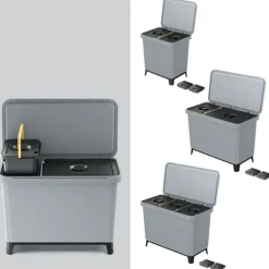 Keden Genbrugsskraldespand 3x10l Systema 57x29x41cm Søvfarvet New