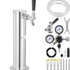 Ølhaner>Kegerator Tower Kit, Enkelt Tap Øl Konverteringskit, Rustfrit Stål Keg Øl Dispenser med Dual Gauge W21.8 Regulator & S-System Keg Coupler