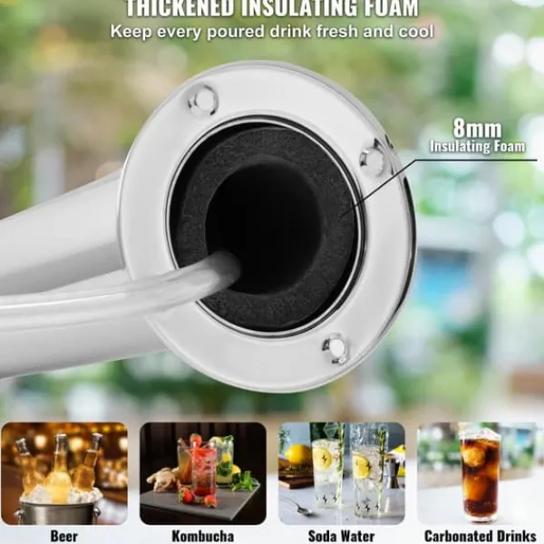 Ølhaner>Kegerator Tower Kit, Enkelt Tap Øl Konverteringskit, Rustfrit Stål Keg Øl Dispenser med Dual Gauge W21.8 Regulator & S-System Keg Coupler