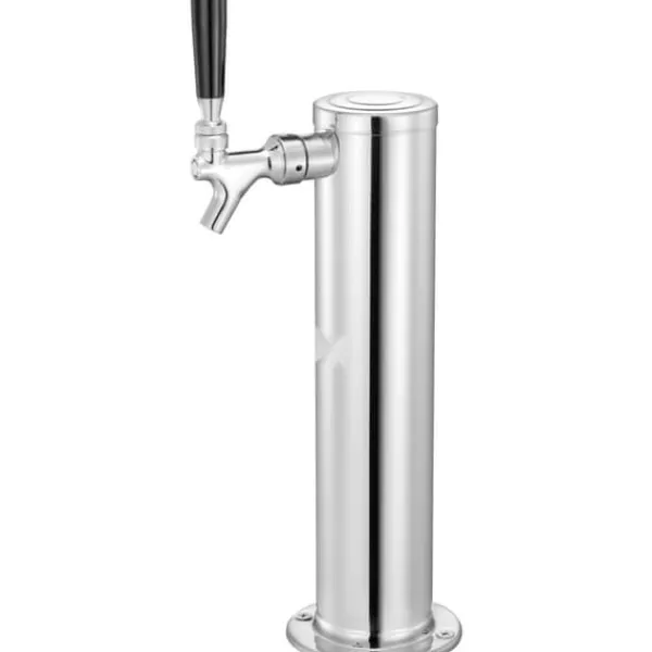 Ølhaner>Kegerator Tower Kit, Enkelt Tap Øl Konverteringskit, Rustfrit Stål Keg Øl Dispenser med Dual Gauge W21.8 Regulator & S-System Keg Coupler