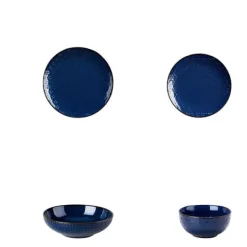 Keramisk Middagsservice, Elegant Design, Mikrobølgeovn & Opvaskemaskine Sikker,16 Stykker, Blå-16 Outlet