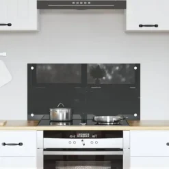 Køkken bagvæg i hærdet glas - Rektangulær design | Farve: Mørkegrå | Størrelse: 80x40x0.6 cm Outlet