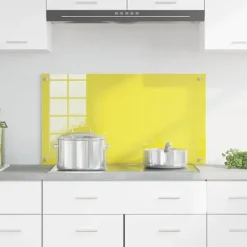 Køkken bagvæg i hærdet glas - Modern Design | Størrelse: 90 x 50 x 0.6 cm | Farve: Gul