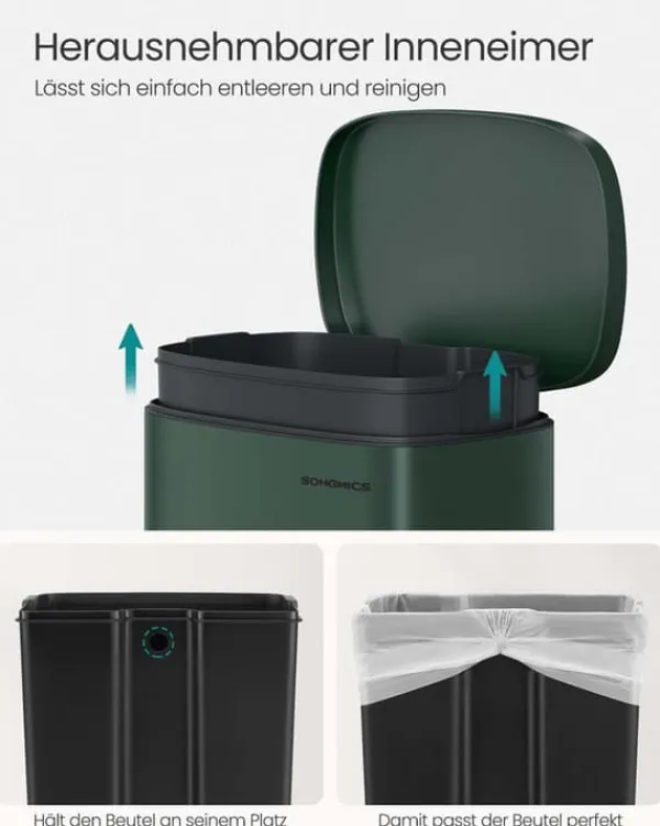 Skraldespande & Papirkurve>Køkkenaffaldsspand 50 liter vintage grøn