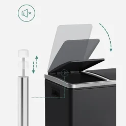 Køkkenaffaldsspand, 2 x 15 L stålaffaldsspand, trappespand med indvendige spande og håndtag, blød lukning, lugtforsegling, sort LTB30BK Online