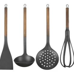 Køkkengelænder med køkkenredskaber, metal, sort, 5 stk. Hot
