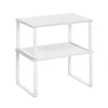 Køkkenorganisering>Køkkenopbevaringssæt med 2 stabelbare skyhvid-snehvid, 19,5 x 29,7 x 15,8 cm (D x B x H) Mål på den lille hylde: 18,5 x 29,7 x 13,7 cm