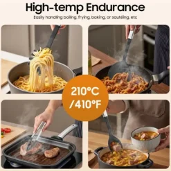 Køkkenredskabssæt - 40 dele - Nylon & rustfrit stål - Varmebestandigt - Skånsom mod non-stick - Med ophæng - Sort Outlet