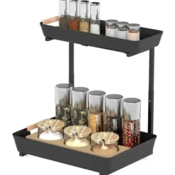 Køkkenreol – højdejusterbart reolsystem med 2 kurve, kaffestation 40×30×33,5–42 cm Online