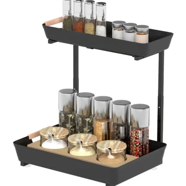 Køkkenreol – højdejusterbart reolsystem med 2 kurve, kaffestation 40×30×33,5–42 cm Online