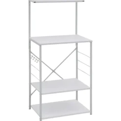 Køkkenreol med 4 hylder til mikroovn | Materiale: Konstrueret træ | Farve: Hvid | Størrelse: 60x39,6x123 cm