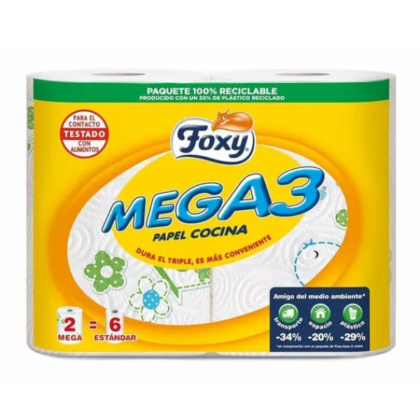 Aftørringspapir>Køkkenrulle Foxy MEGA3