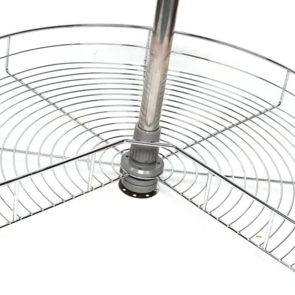 Køkkenorganisering>Køkkenskab hjørnekarusel - Drejbar Halvcirkelkurv - 270° Rotation - Højdejusterbar 71 cm - 2 Niveauer - Jern - Sølv