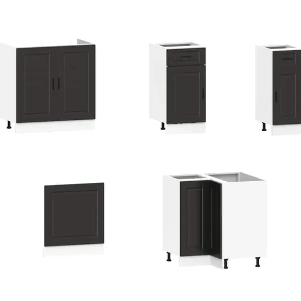 Køkkenskabssæt Porto 11 dele - Elegant design i konstrueret træ | Farve: Sort Best