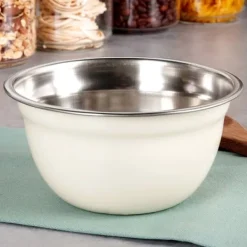 Piskeskåle & Køkkenskåle>Køkkenskål, metal, stål, hvid, lille, 14,5 cm, 700ml, VILDE 259706