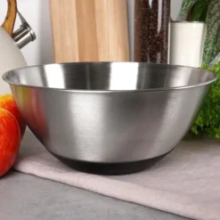 Piskeskåle & Køkkenskåle>Køkkenskål, metal, stål, skridsikker, sølv, 21,5 cm, 1,9 L, VILDE 259642
