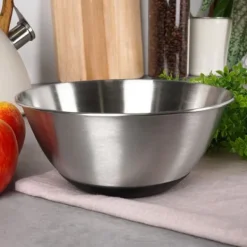 Køkkenskål, metal, stål, skridsikker, sølv, 19cm, 1,2L, VILDE 259641 Clearance