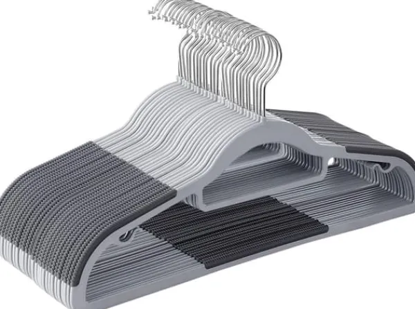 Klädgalgar 30-pack halkfria Galgar med Gummi anti-slip - Mörkgrå New