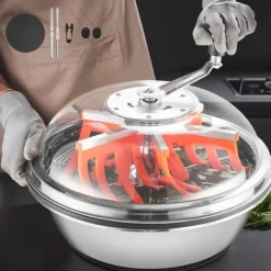 Knoptrimmer skåltrimmer - Manuel - Ø 42 cm - Blade i rustfrit stål - Gennemsigtigt låg - Våd og tør - Håndsving med snoet spindel Discount