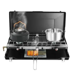 Kogeplade, Bærbar 3-Burner Design, Letvægts og Sammenfoldelig,sort Online