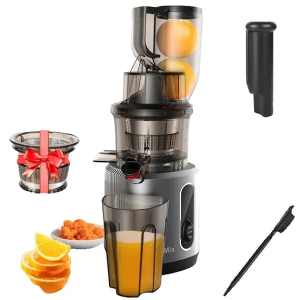 Juicepresser - Nyd Friskpresset Juice Derhjemme>Koldpresset juicer, 75mm fødekasse, Kraftfuld 200W motor, HH-916I, EU