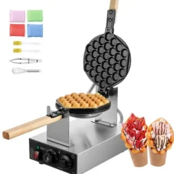 Vaffeljern>Kommerciel boblevaffelmaskine 1400W, Æggepandekagebager, Non-stick overflade, Hurtig opvarmning, Ideel til café og kiosk.