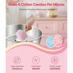 Maskiner Til Candyfloss>Kommerciel Candyflossmaskine, Sukkerstivelsesmaskine 1000W, Perfect til Fest, Rød Farve