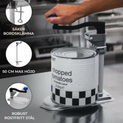 Dåseåbnere>Kommerciel dåseåbner 50 cm rustfrit stål Stor manuel dåseåbner Professionel køkken Catering Restaurant Bordklemme Justerbar bænkskruer