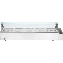 Kommerciel elektrisk madvarmer 5x8Qt, bordpladebuffet, glasafdækning, ideel til catering og fest, hurtig opvarmning. Discount