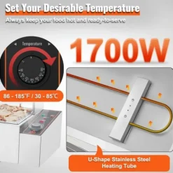Kommerciel elektrisk madvarmer 5x8Qt, bordpladebuffet, glasafdækning, ideel til catering og fest, hurtig opvarmning. Discount
