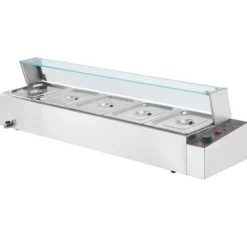 Kommerciel elektrisk madvarmer 5x8Qt, bordpladebuffet, glasafdækning, ideel til catering og fest, hurtig opvarmning. Discount