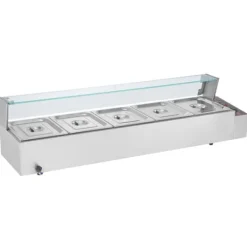 Kommerciel elektrisk madvarmer 5x8Qt, bordpladebuffet, glasafdækning, ideel til catering og fest, hurtig opvarmning. Discount