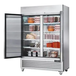 Kommerciel fryser 38,83 Cu.ft, 2-dørs opretstående fryser, automatisk afrimning, rustfrit stål, Reach-in fryser, 6